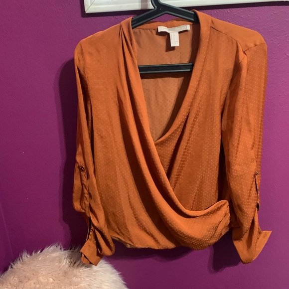 Tops - Orange-rust blouse polka dot